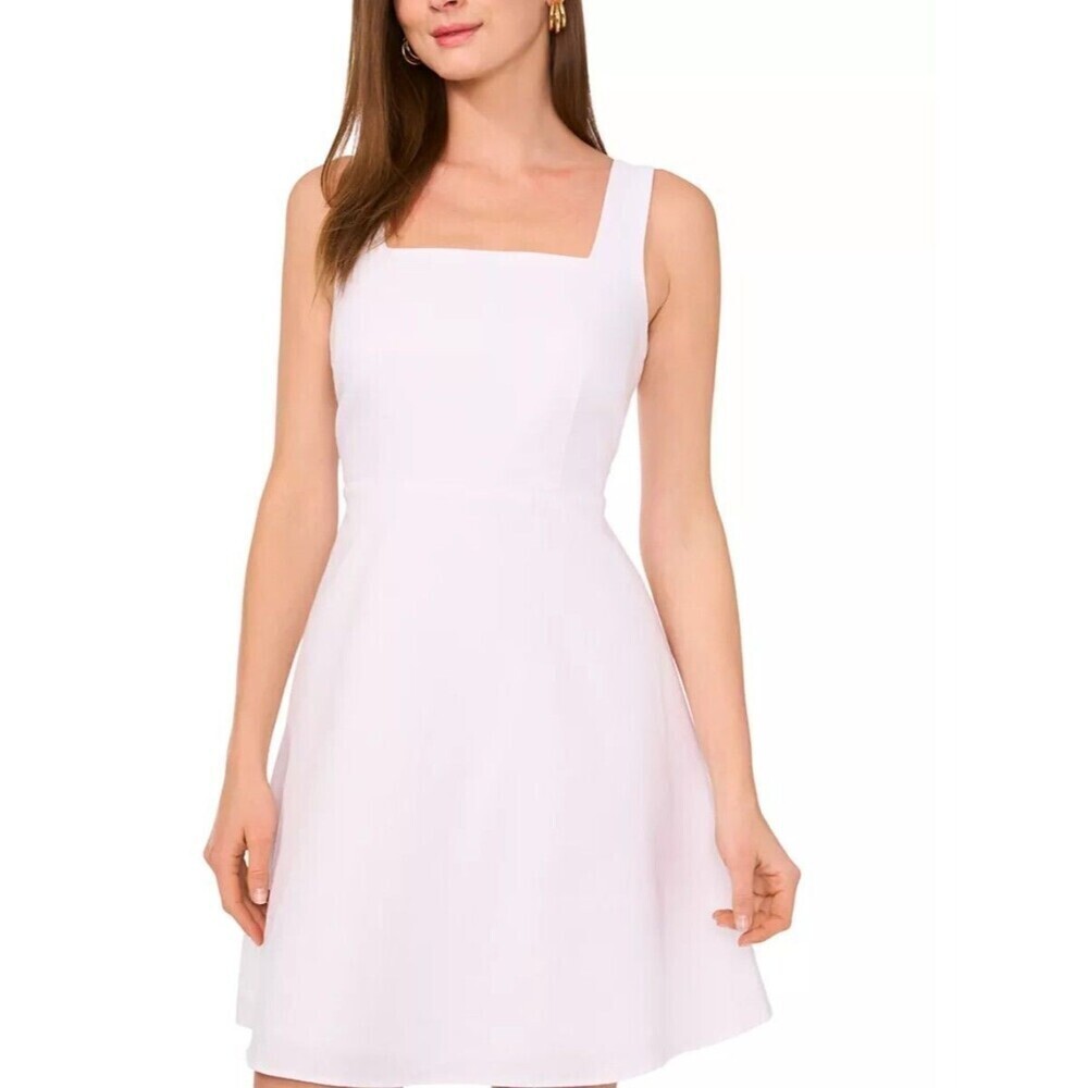 Vince Camuto Linen Blend A Line Dress XL White Summer Swirl NWT